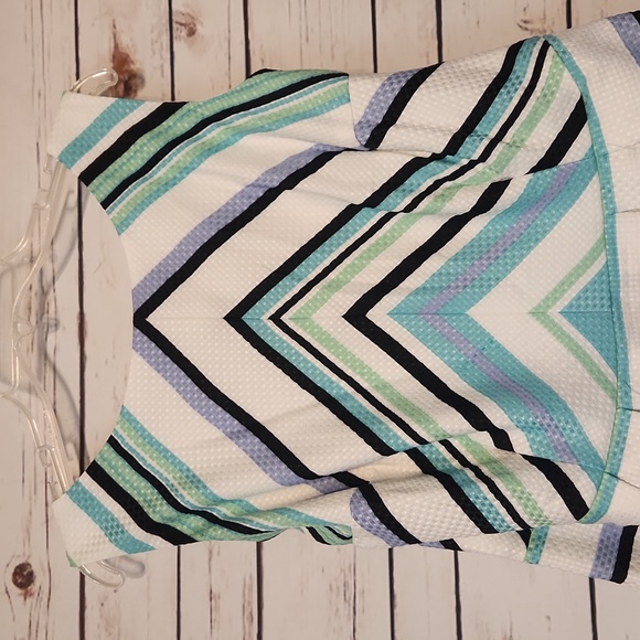 Danny And Nicole Chevron Striped Sleeveless Dress SZ 18W NWT POCKETS! - Picture 2 of 10